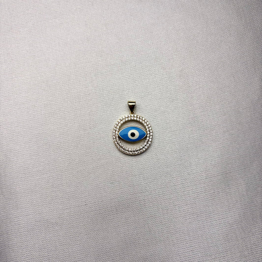 Dije Ojo Celestial laminado en oro 14K
