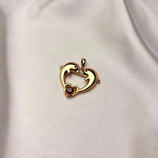 Dije Delfines del Amor laminado en oro 18K